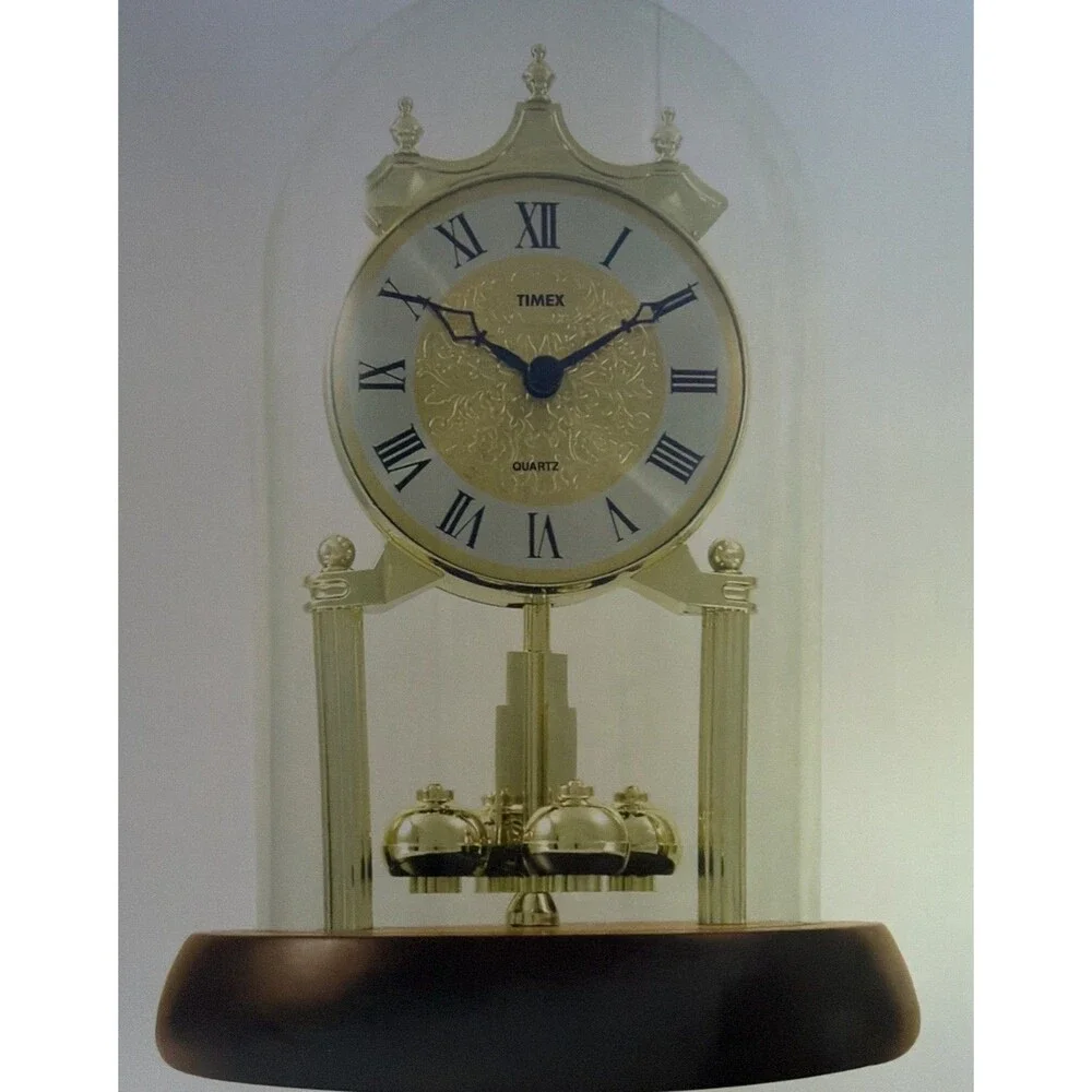 Timex Anniversary Clock Westminster Chime Glass Dome Pendulum New Open Box
